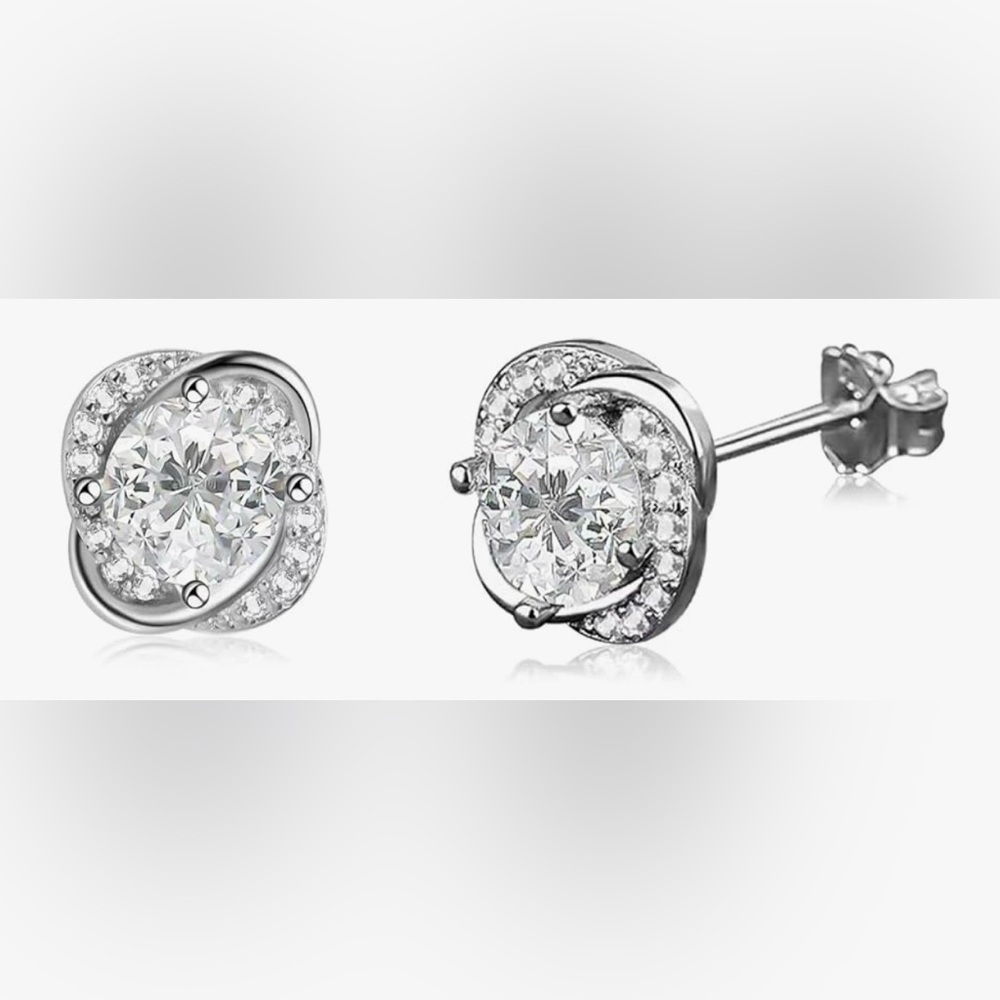 Elegant Silver Stud Earrings 925 Sterling Silver